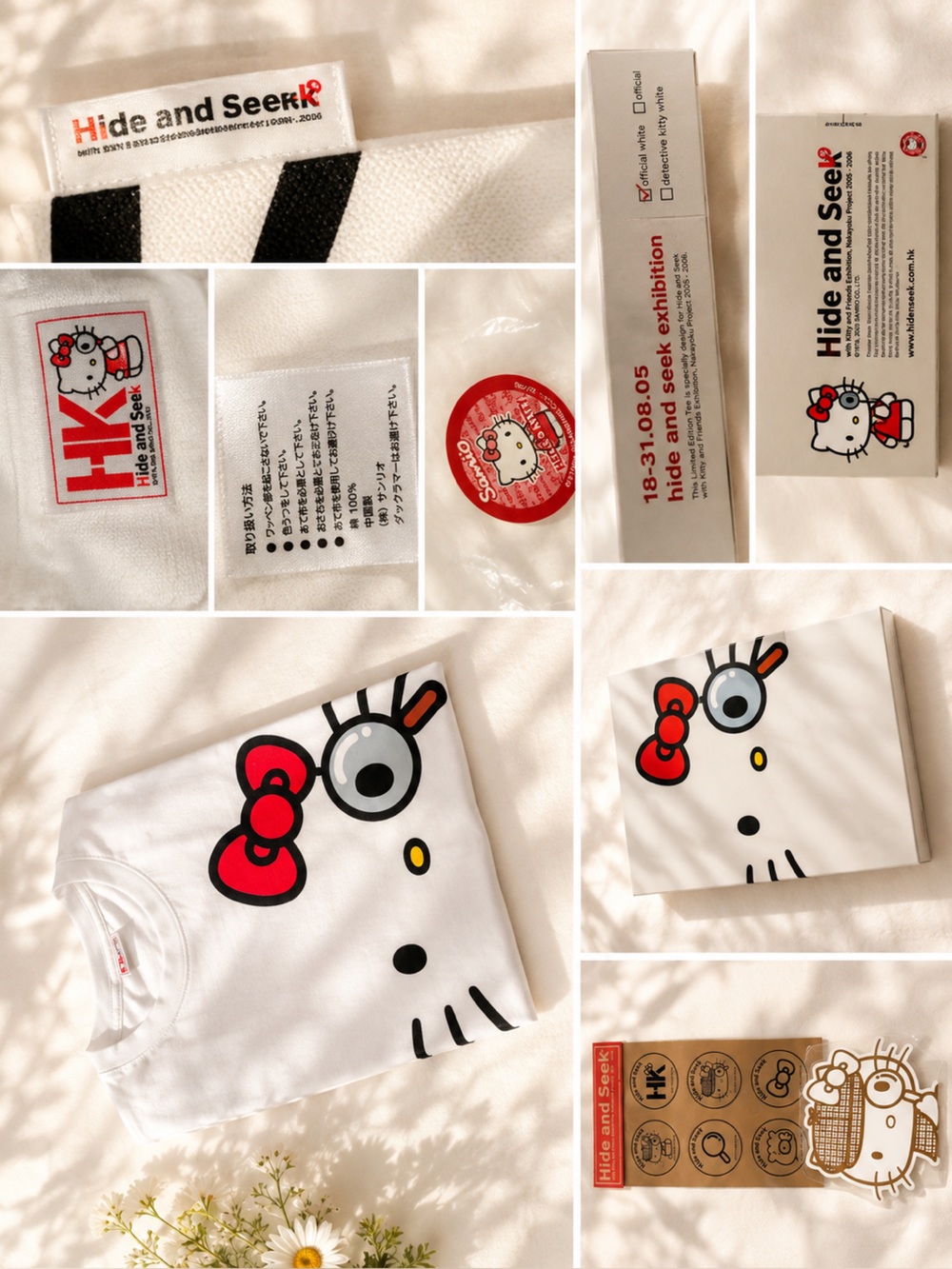 Sanrio White Hello Kitty Face Tee with Red Bow limited edition